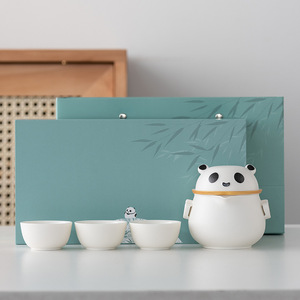 Juego de tetera de viaje portátil de dibujos animados con tema de Panda, viaje al aire libre, Camping, taza exprés para beber, regalos de negocios de alta calidad - Product Image 1