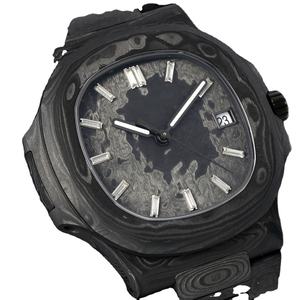Reloj de Pulsera de Lujo para Hombre de Alta Gama con Patrón Damasco, Fibra de Carbono, Caja Octogonal de 40 mm, Esfera Negra Mate, Fecha Automática, Resistente al Agua - Product Image 2
