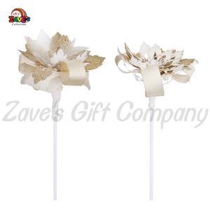 Zaves 8インチゴールド & ホワイト花柄挿入クリスマスブランチ装飾フラワースプレー屋内 & 屋外ホームデコレーション工場卸売 - Product Image 4