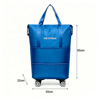 Sac de voyage pliable avec logo personnalisé, robuste, en polyester de qualité supérieure, double capacité, avec roulettes, pour week-end ou nuitée