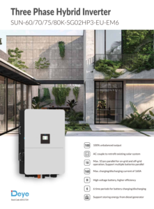 อินเวอร์เตอร์ไฮบริดสามเฟส Deye SUN-60/70/75/80K-SG02HP3-EU-EM6 60kw 70kw 75kw 80kw 6 MPPT แรงดันสูง - Product Image 6