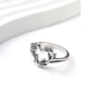 Bague rétro bicolore tournesol en argent sterling 925, style thaïlandais James Avery, avec décoration florale antique