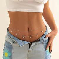 2 Pièces Sexy Petit Papillon Pendentifs Ventre Taille Chaîne Set pour Femmes Double Couche Lady Beach Summer Fashion Body Jewelry Gifts
