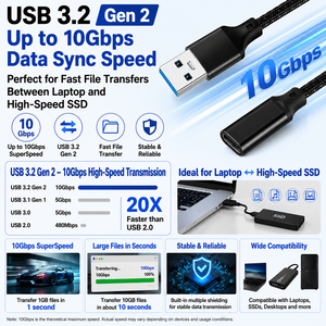 <b>USB</b> 3.2 Type-<b>C</b> Female to <b>USB</b>-A Male <b>Adapter</b> Cable 10Gbps High-Speed Nylon Braided Audio Video Converter Cord OEM Custom - Product Image 2