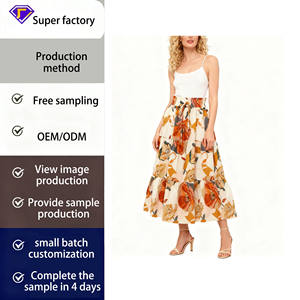 Jupe longue maxi à volants florale en gros d'usine - Jupe longue bohème à taille élastique (personnalisation OEM) - Product Image 3