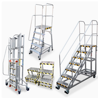 Échafaudage de chariot de stockage d'échelle pliante mobile de camion de plate-forme de travail portatif en aluminium 3-en-1 pour l'usage d'intérieur/extérieur
