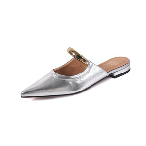 Sandales plates décontractées coréennes en cuir à bout pointu, respirantes et antidérapantes, à lacets - Product Image 1