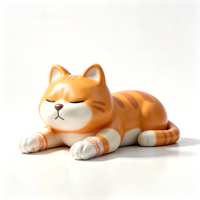 Statuette de chat en résine, chat tigré orange dormant, ornement artisanal animal mignon, couleur, taille et matériau personnalisables, pour jardin extérieur artistique
