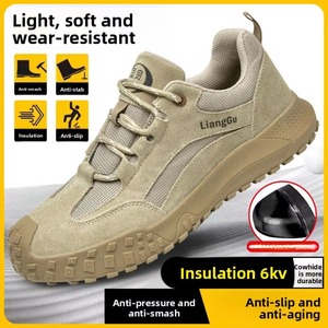 Low-<b>top</b> Toe Kevlar Outsole Lace-up Insulated Non-slip Soft Sole Mesh Leather Safety Shoes Anti-smash Anti-puncture Construction - Product Image 3