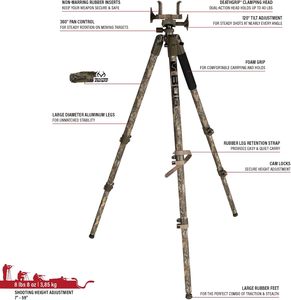 Trípode <span class=keywords><strong>de</strong></span> Aluminio, Estructura Resistente, Diseño Ligero y Estable, Nivel <span class=keywords><strong>de</strong></span> Burbuja, Patas Ajustables, Soporte para Disparos, Caza - Product Image 4