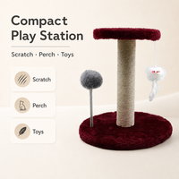 En gros Arbre à chat en sisal et bois avec griffoir, plateforme en peluche et souris suspendue avec balle à ressort - Écologique et durable pour chatons OEM/ODM