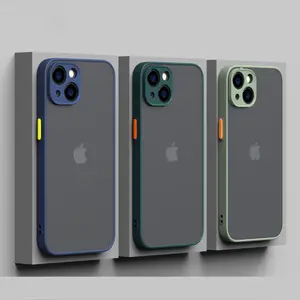 Shockproof Armor Matte Casing untuk iPhone 14 13 12 11 Pro Max XR XS X 8 Plus Bumper Silikon Mewah Mini Sampul Keras Bening