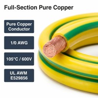 Kabel Las PVC Kuning-Hijau UL1015 1/0AWG 1*50.0 mm, Kawat Grounding Tembaga Murni 600V 105C