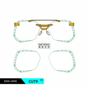 EXIA NY15ACUT9 Gradient Red UV400 Sunglasses Lenses Rimless Cutting Semi-Finished Without Holes