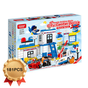 Ensemble de blocs de construction de grande taille en gros, commissariat de police, 181 pièces, jouet de construction en briques, livraison directe d'usine <span class=keywords><strong>pour</strong></span> les enfants de 3 ans et plus - Product Image 1