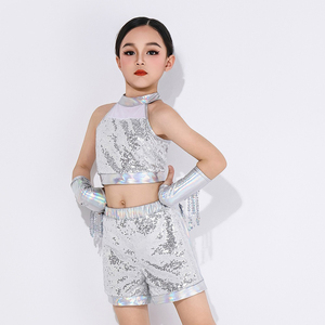Robe de danse de salon à sequins pour enfants, idéale pour les spectacles intérieurs et extérieurs, et les fêtes - Vente en gros - Product Image 3