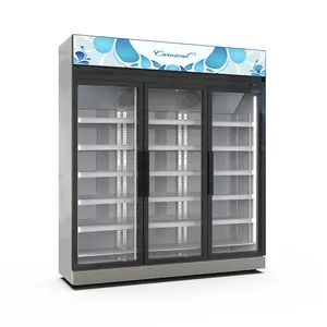 Uptight 유리제 문 냉장고 진열장 슈퍼마켓 상업적인 냉장고 전시 다 갑판 냉장고