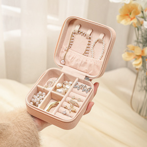 Wholesale Custom Logo Trinket Travel Square <strong>Jewelry</strong> <strong>Box</strong> Organizer PU Leather Small Earring Joyero Jewellery Storage Gift Case - Product Image 2