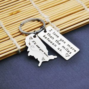 Tôi yêu bạn nhiều hơn dặm giữa chúng tôi <span class=keywords><strong>Keyring</strong></span> đi xa nhà nước Móc Chìa Khóa Valentines món quà dài khoảng cách mối quan hệ vòng chìa khóa - Product Image 3