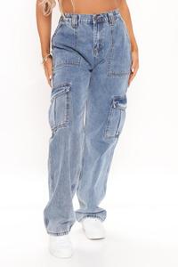Jeans Vintage Personalizzati a Vita Alta Stile Y2k con Tasche, Pantaloni <span class=keywords><strong>Cargo</strong></span> in Denim per Donne - Product Image 3
