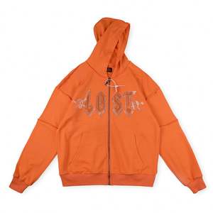 เสื้อฮู้ดซิปคุณภาพสูง 100% ผ้าฝ้าย หนานุ่ม สไตล์สตรีทแวร์ Lost Intricacy สำหรับผู้ชาย - Product Image 5