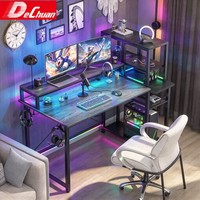 Bureau de jeu LED personnalisé OEM ODM avec étagères de rangement à 3 niveaux pour les distributeurs mondiaux