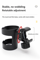 Support de tasse pour poussette OEM ODM, logo et couleur personnalisés, support de bouteille multifonctionnel réglable deux-en-un pour poussette, vélo électrique, draisienne