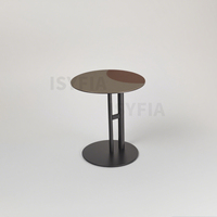 Mini table d'angle en cuir de selle de meubles de salon de minimalisme moderne de Duotone avec le métal pour l'usage à la maison