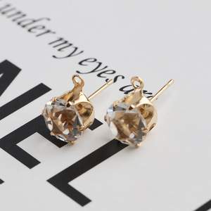 Loose Diamond Earring <b>Posts</b> <b>Round</b> Cubic Zirconia Gold Silver Plated Jewelry Findings For DIY Handmade Accessories - Product Image 3