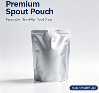 Pochette Doypack à bec verseur en feuille d'aluminium pure haute barrière, format personnalisé, impression, pour liquides, jus, vin, recharge, emballage plastique