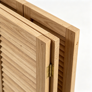 Volet de fenêtre horizontal moderne en bois massif, persienne à lamelles, finition brun naturel pour hôtel, villa, chambre - Product Image 3