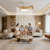 Ventilateur de plafond moderne avec lumière LED, douille E27, télécommande, 3 vitesses, ventilateur de plafond décoratif pour salon