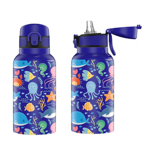 Botellas para Niños, de Doble Pared, de Acero Inoxidable, Aisladas, Térmicas, con Tapa, Termos, Frascos, Botellas de Agua para Pajita - Product Image 1