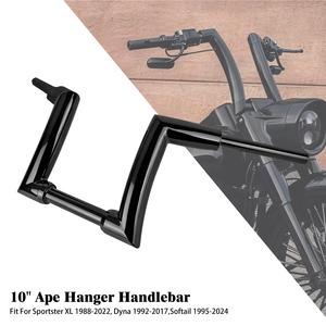 Guidon de moto Ape Hanger Z Bar 10 pouces en fer noir brillant pour Harley Sportster XL 88-22 <span class=keywords><strong>Dyna</strong></span> 92-17 Softail 95-24 - Product Image 1