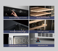 Cave à vin de luxe 450L à double zone avec compresseur, éclairage LED, capacité 90 bouteilles, écran tactile et dégivrage semi-automatique