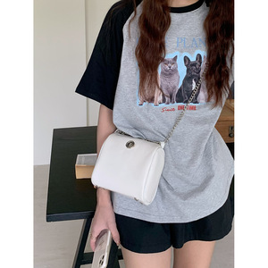 Bolso pequeño plateado con cadena, bolso de hombro tipo bandolera de 7 pulgadas con cremallera para mujer, uso diario, color blanco, negro y plateado - Product Image 4