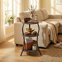 Table d'appoint, petite table d'appoint, table de chevet haute pour salon, chambre, bureau, salle de bain, marron rustique et noir classique