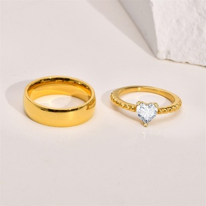 Hot Selling High Quality Fashion Diamond <b>Couple</b> <b>Rings</b> Zircon Heart <b>Ring</b> Women Stainless Steel Gold Wedding <b>Rings</b> - Product Image 5