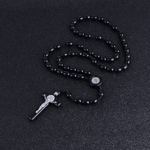 Collier de prière catholique vintage Komi, perles religieuses, collier <span class=keywords><strong>long</strong></span> unisexe, <span class=keywords><strong>pendentif</strong></span> croix de Jésus - Product Image 2
