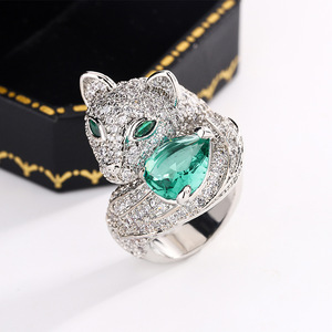 Vintage French Fox Open <b>Ring</b> Paved Zircon Animal <b>Statement</b> <b>Ring</b> For Women European American Fashion Jewelry - Product Image 1