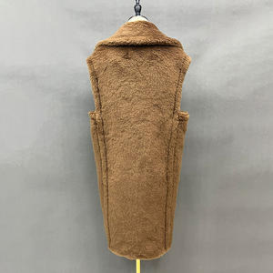 Nueva moda Color sólido a prueba de viento sin mangas abrigo de lana oveja Shearling <span class=keywords><strong>Chaleco</strong></span> de piel larga <span class=keywords><strong>Chaleco</strong></span> de piel de peluche mujeres - Product Image 2