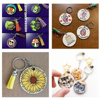 PAFU DIY Fournitures de loisirs créatifs, disques en bois vierges non finis, ensemble de porte-clés avec boîte de rangement