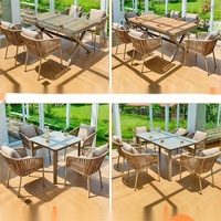 Canapé en osier modulaire 7 pièces jardin arrière-cour extérieur Patio meubles ensemble de salle à manger