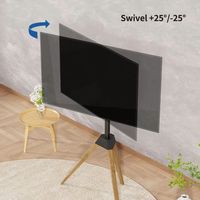 Support de sol pour téléviseur en acier laminé à froid réglable en hauteur avec base trépied pour écrans plats de 32 à 70 pouces pivotant