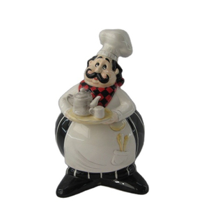 Se aceptan tarros de cerámica <span class=keywords><strong>3D</strong></span> personalizados para galletas, novedoso chef en forma de pintado a mano en blanco para almacenamiento de alimentos y contenedores - Product Image 1