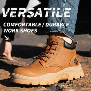 Men's Steel Toe Safety Boots High-Top Work Shoes Anti-Smashing Puncture Resistant Non-Slip Construction Industry Use Khaki - Product Image 5