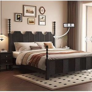 French Retro Wooden Bed <b>Poster</b> Hand Carved Double Size Bedroom Furniture - Product Image 4