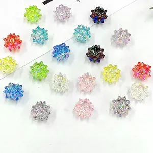 100 buah/tas manik-manik urchin laut 14mm kristal penjualan laris berlian imitasi resin manik-manik akrilik bola bulat disko