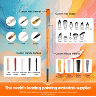 Panwenbo - Lot de 3 pinceaux professionnels pour artistes, poils en nylon, pinceaux pour peinture acrylique, huile et aquarelle