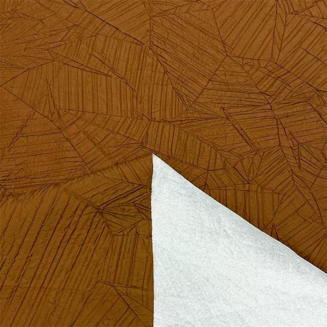 Polyester Crumpled Bonding Pongee Wrinkled Pleated Bonded Crinkled Fabric